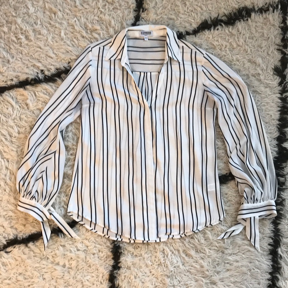 EXPRESS Striped Button-Down Blouse